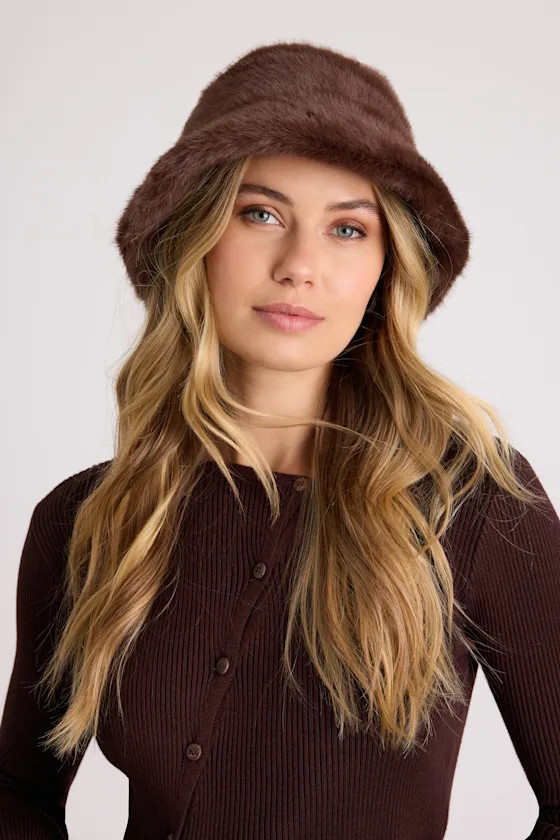 Zozo Brown Faux Fur Bucket Hat | Lulus