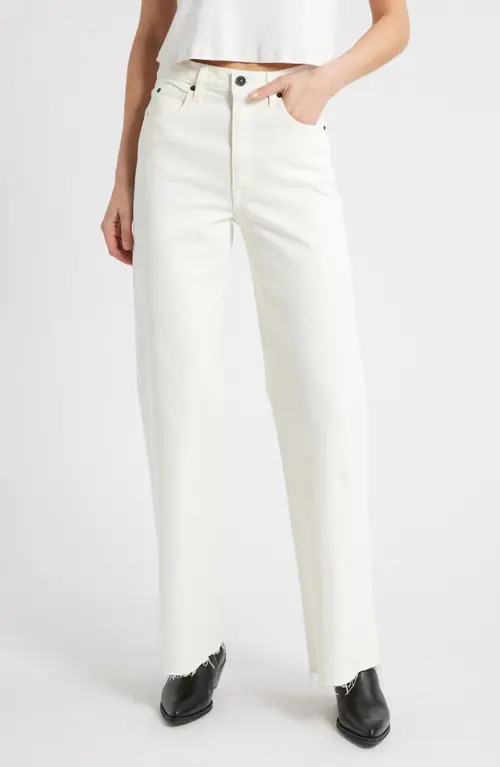 SLVRLAKE Grace High Waist Wide Leg Jeans in White at Nordstrom, Size 29 | Nordstrom