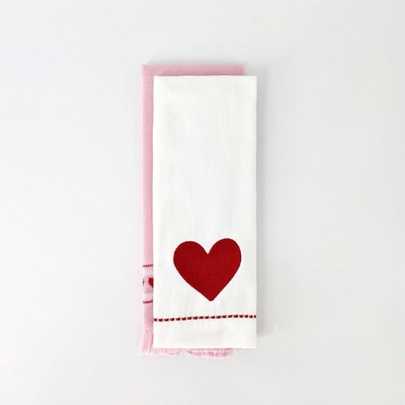 2ct Dish Towels Valentine's Day Red Hearts - Bullseye's Playground™ | Target