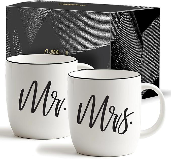 Triple Gifffted Mr and Mrs Coffee Mugs Couples Gifts Ideas for Christmas Wedding Anniversary Enga... | Amazon (US)