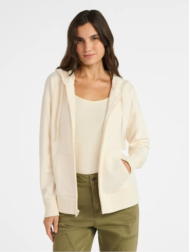 Time and Tru Women's and Women’s Plus Zip Front Fleece Hoodie Jacket, Sizes XS-4X | Walmart (US)