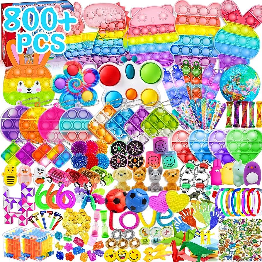 800 Pcs Party Favors for Kids, Fidget Toys Pack, Birthday Gift Toys Autism Sensory Toy Goodie Bag... | Amazon (US)