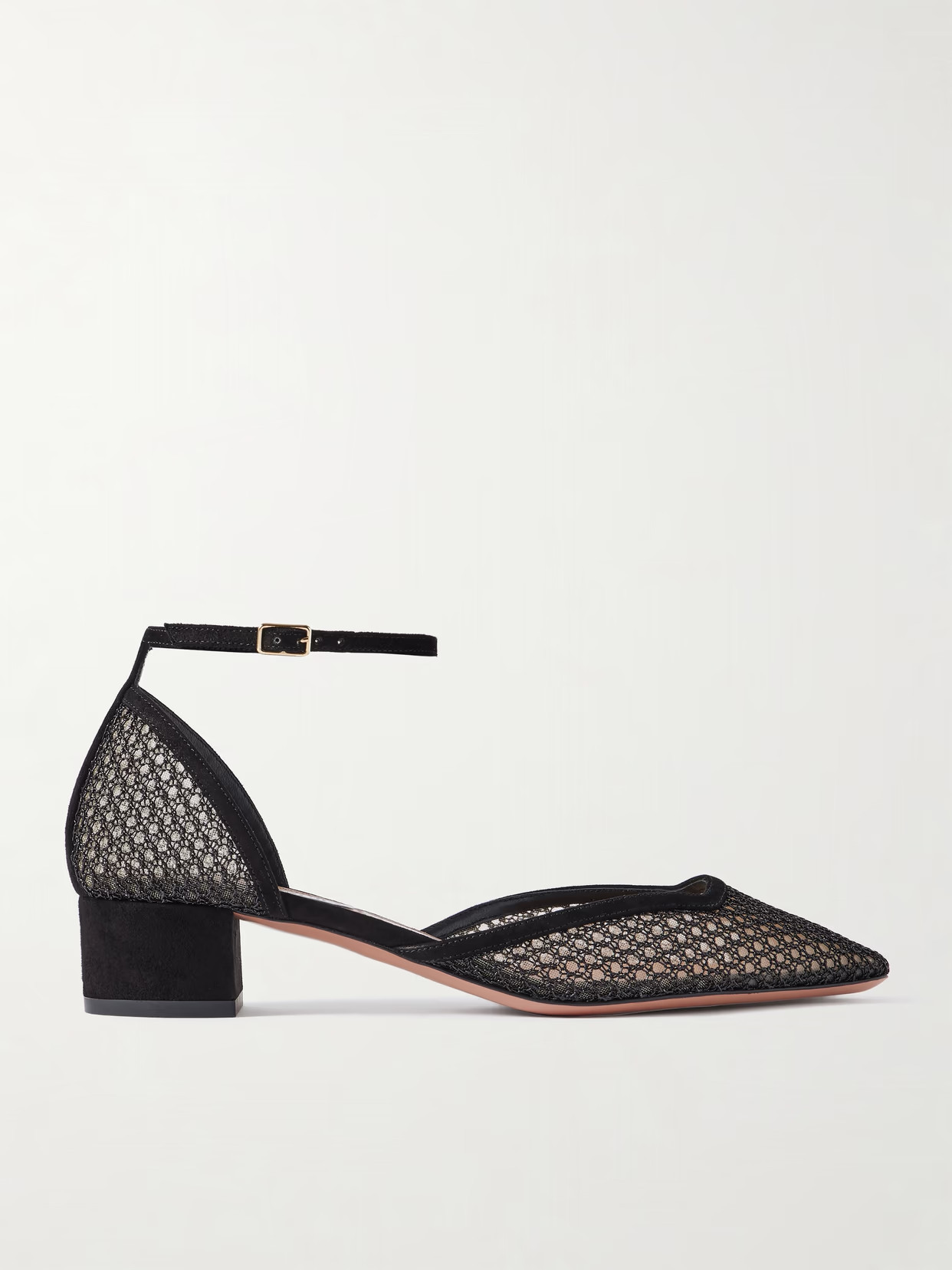 Aquazzura - Asha 35 Suede-trimmed Mesh Pumps - Black | NET-A-PORTER (US)