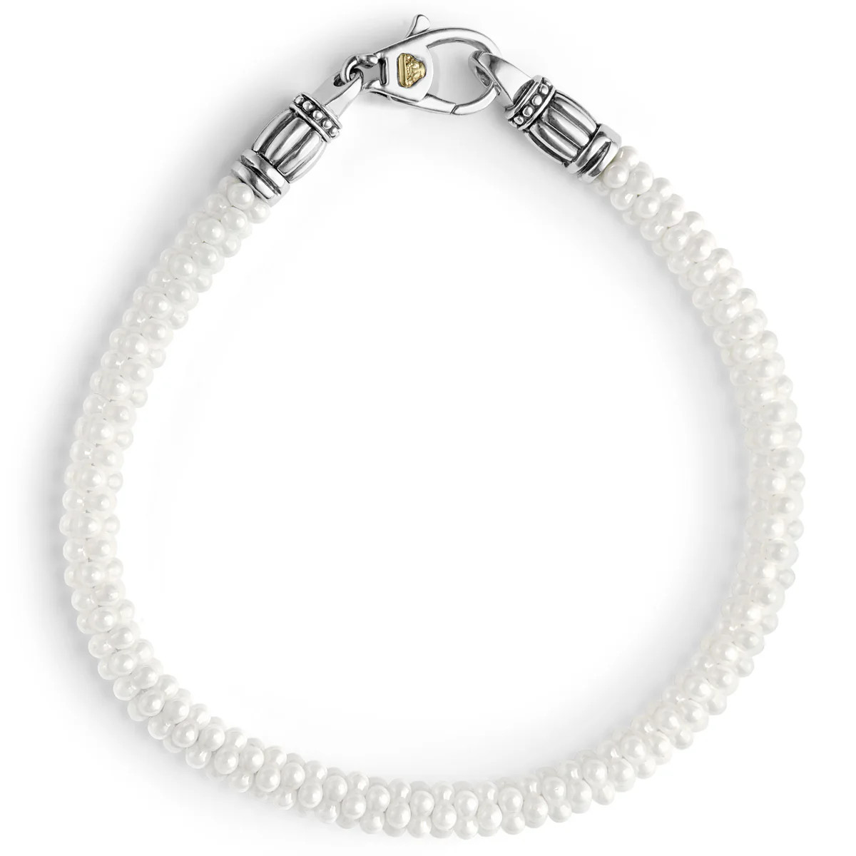 White Ceramic Caviar Beaded Bracelet | LAGOS