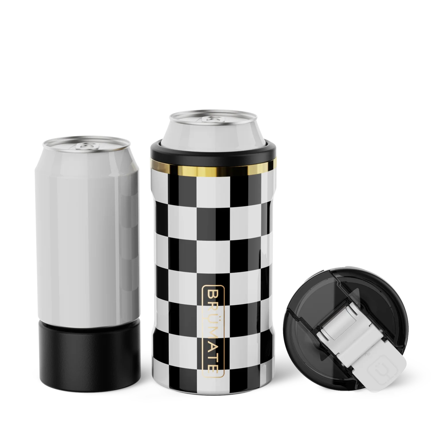 Hopsulator Trio | Black & White Checkered Can Coolers | Br\u00fcMate | Brumate