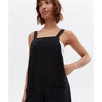 Black Dungaree Wide Leg Crop Jumpsuit New Look | New Look (UK)