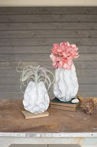 KALALOU Small Ceramic Ruffle Vase, One Size, White | Amazon (US)