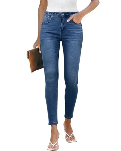 LookbookStore Womens Skinny Jeans Denim Jeggings for Women Dark Blue Jeggings Jeans for Women High Waist Stretchy Plus Size Cute Pants for Women Womens Jeggings High Waisted Size XX-Large Size 20 22 | Amazon (US)