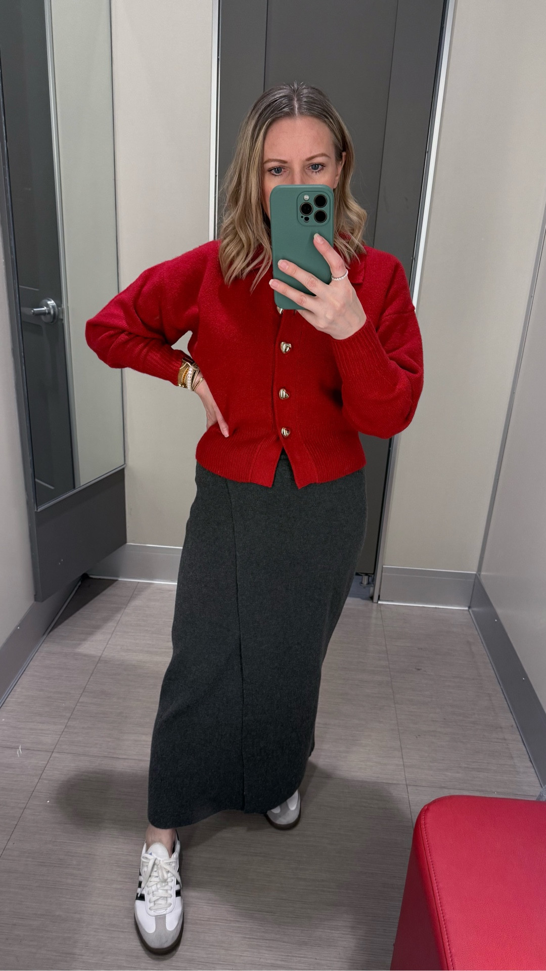 Beautiful and cozy sweater from Target. This cardigan is the perfect length, so soft with the cutest gold heart buttons. Perfect for a Valentine’s day date. 



Valentines, Holiday style, vday sweater, red sweater 
#LTKGiftGuide #LTKHoliday 

#LTKSeasonal #LTKFindsUnder50 #LTKPetite #LTKOver40