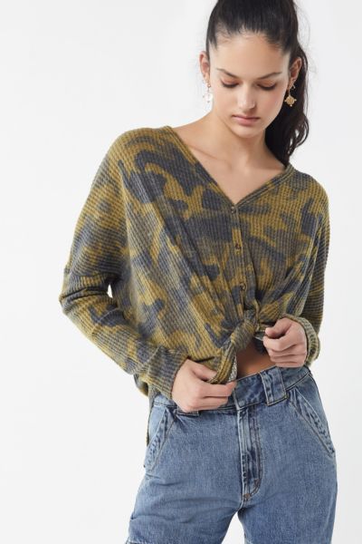 Out From Under Jojo Oversized Thermal Button-Front Top - Assorted XS at Urban Outfitters | Urban Outfitters (US and RoW)