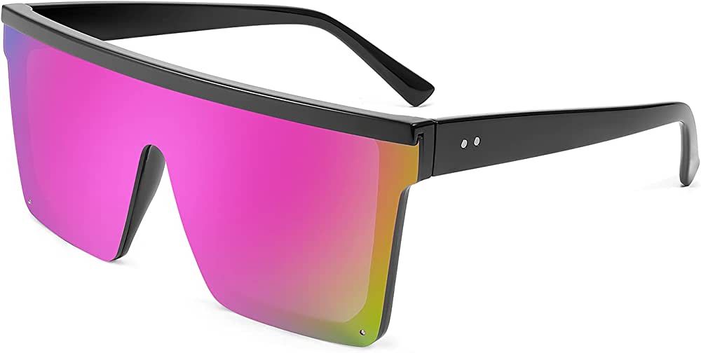FEISEDY Oversized Square Trendy Sunglasses Womens Mens Futuristic Flat Top Visor Shades UV400 B24... | Amazon (US)