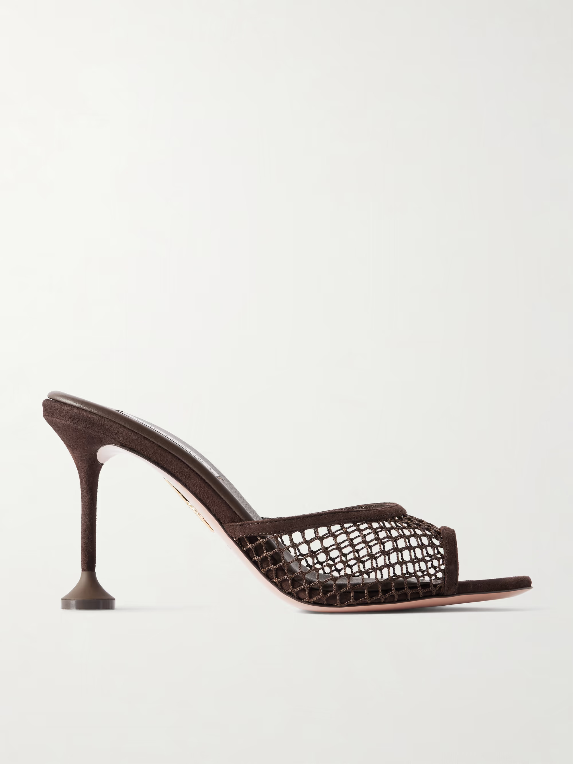 Bisous 85 suede-trimmed fishnet mules | NET-A-PORTER APAC