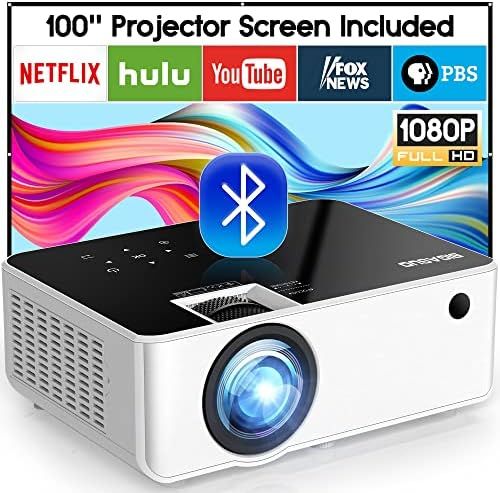 Native 1080P Bluetooth Projector - BIGASUO 230" Outdoor Movie Projector with Screen, Full HD Portabl | Amazon (US)
