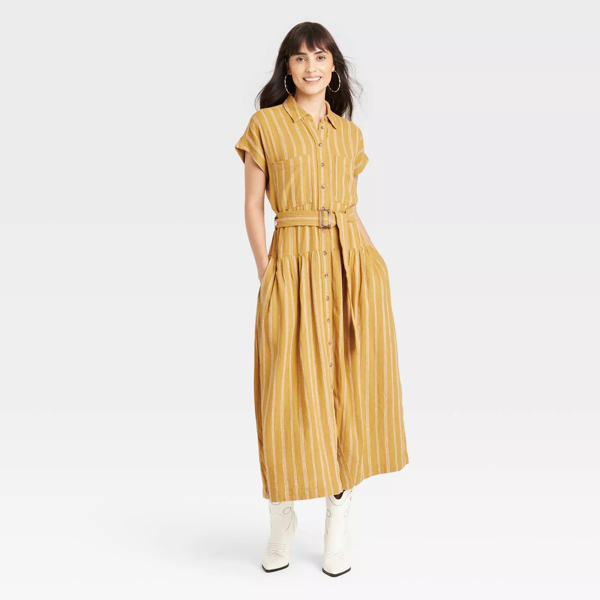 Women's Short Sleeve Belted Midi Shirtdress - Universal Thread™ | Target