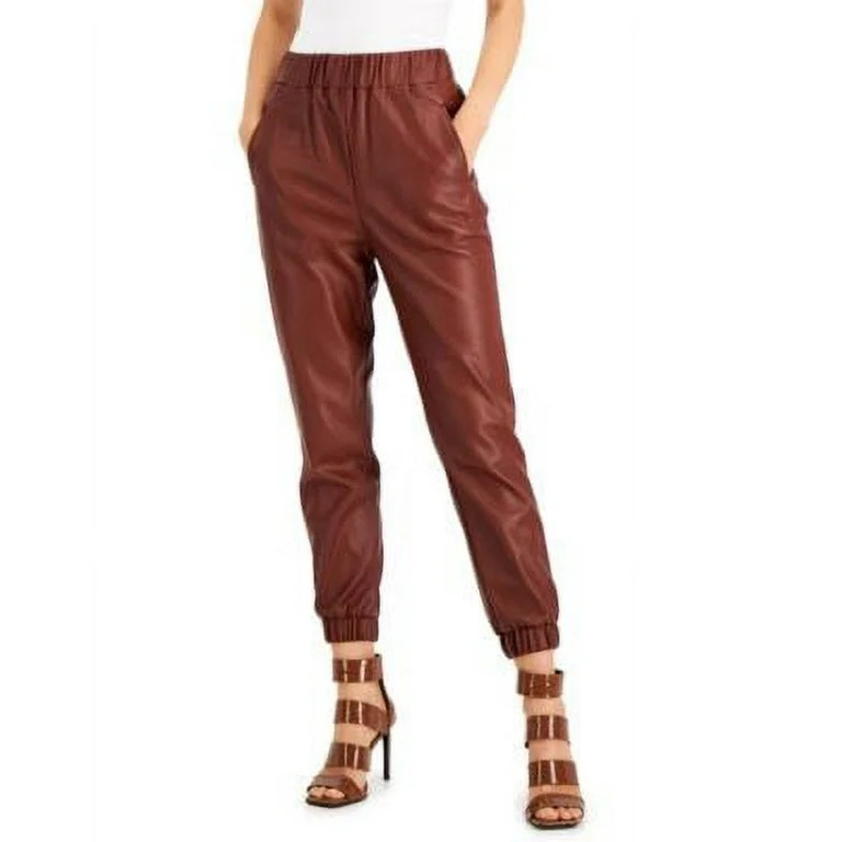 MSRP $80 Inc International Concepts Womens Faux Leather Joggers Brown Size Small | Walmart (US)