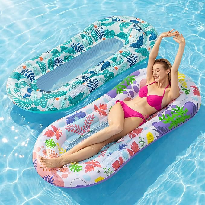 Stonful Pool Floats Lounger, 2 Pack Inflatable Pool Float Adult Size Water Hammock, Pool Floats R... | Amazon (US)