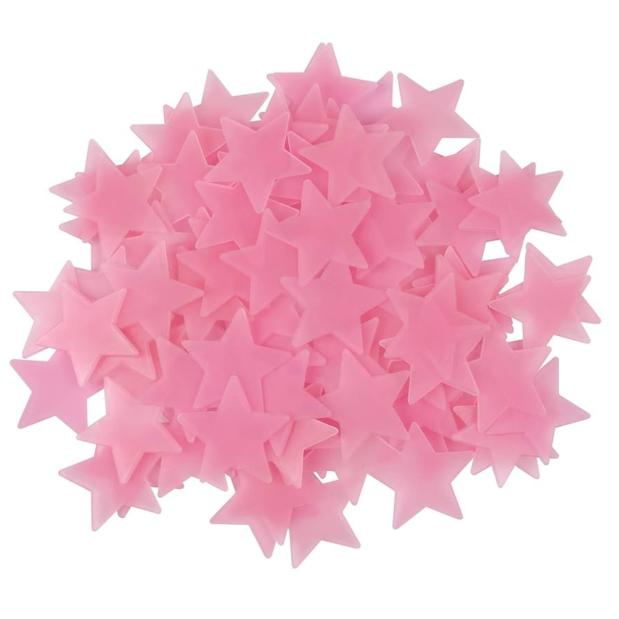 AM AMAONM 100 Pcs Pink Glow in The Dark Luminous Stars Fluorescent Noctilucent Plastic Wall Stick... | Amazon (US)