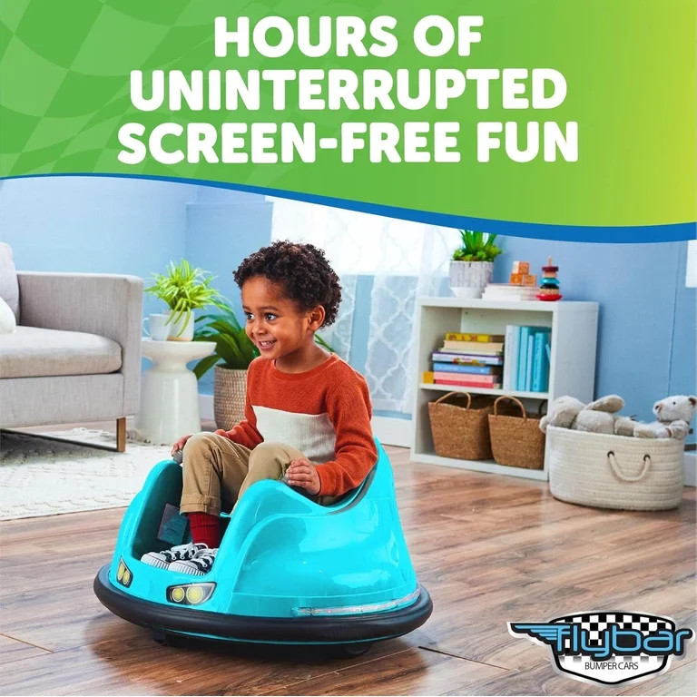 Flybar 6V Bumper Car for Toddlers Turquoise, Electric Ride on Toy for Kids Ages 1.5-4 with LED Li... | Walmart (US)