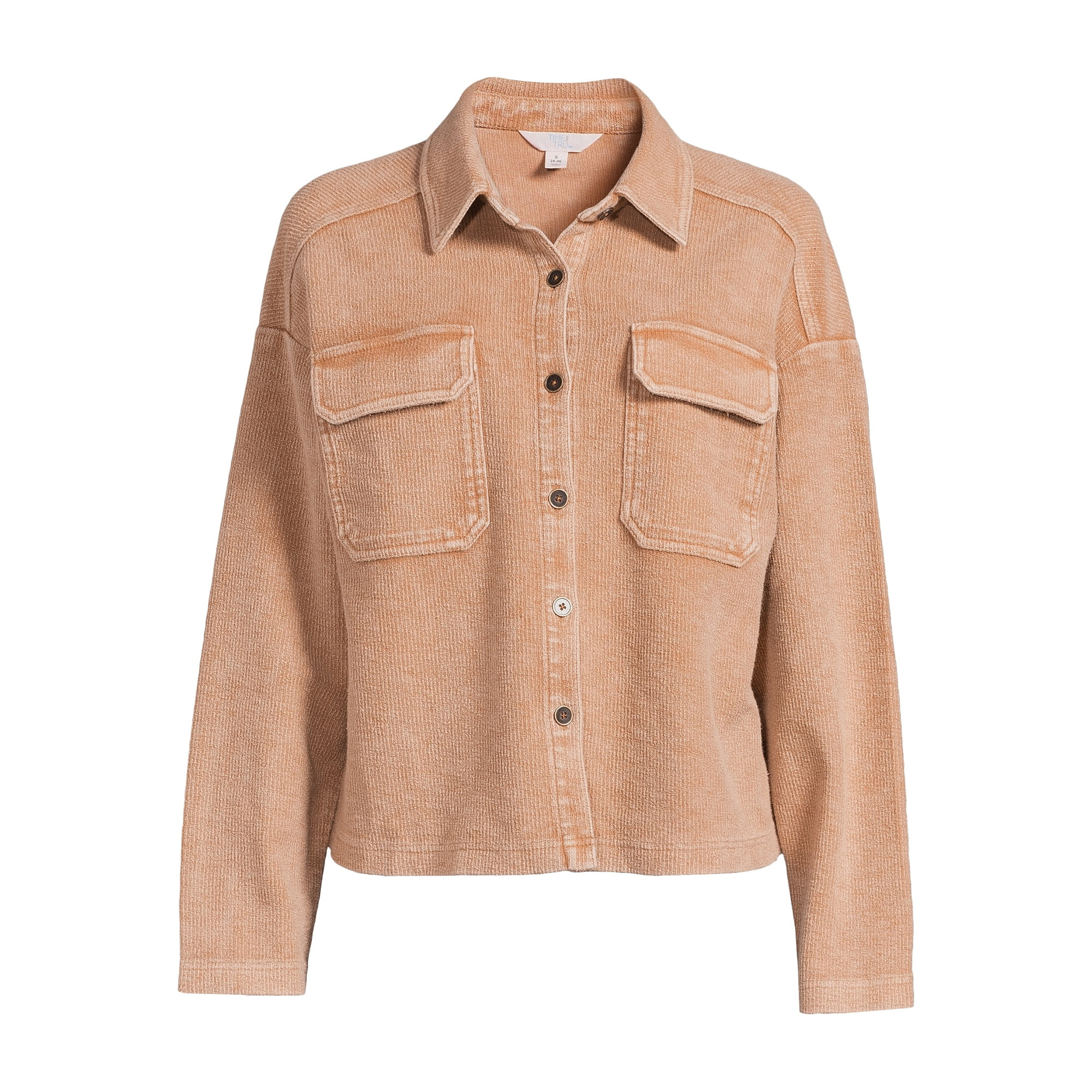 Time and Tru Women's Cropped Corduroy Shacket, XS-XXL | Walmart (US)