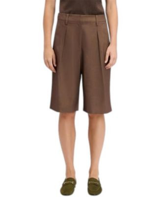 Sam Edelman Women's Tailored Pleated Bermuda Shorts, 12" Inseam - Dark brown | Macy's
