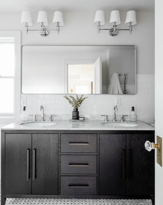 Shop the primary bathroom at the Wellesley Tudor Revival 🌙