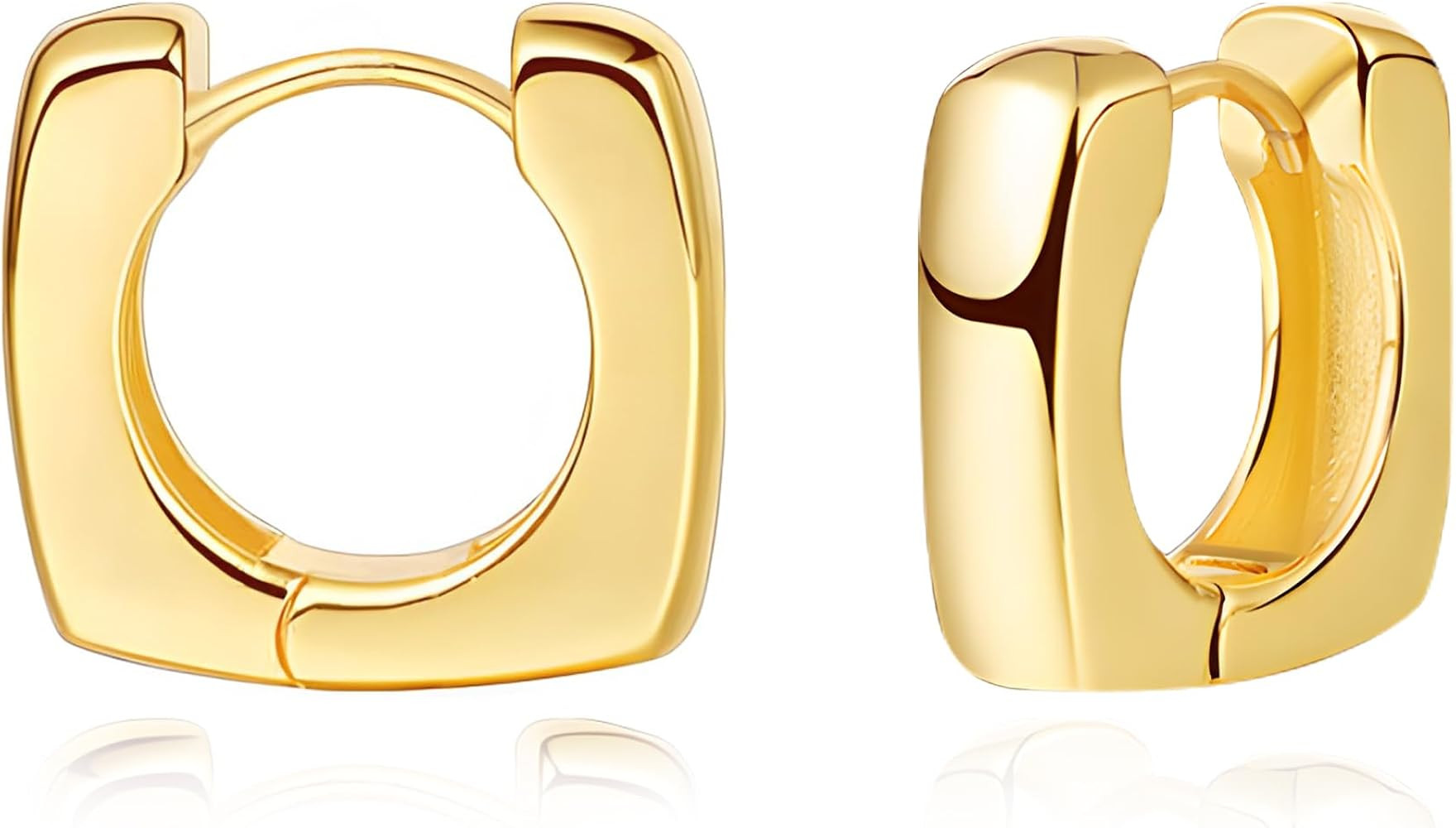 Small Gold Huggie Hoop Earrings for Women Chunky Minimalist Geometric Huggie Hoop Earrings Dainty... | Amazon (US)