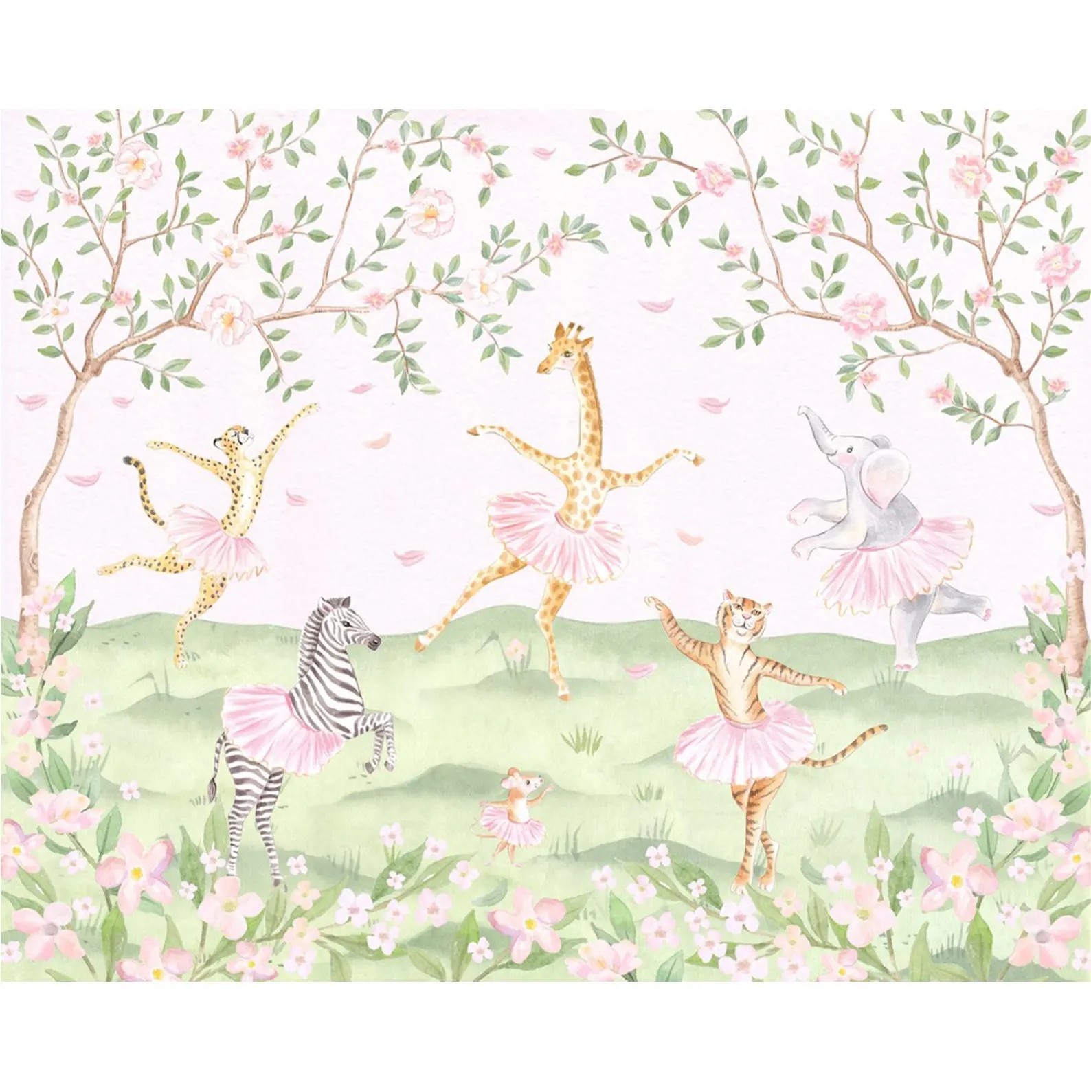 Art Print Ballet Safari Animals, Grandmillennial  Girl Nursery Decor | Etsy (Global)