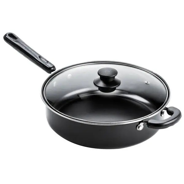 Black 11 Inch Carbon Steel Nonstick Frying Pan with Glass Lid | Bed Bath & Beyond