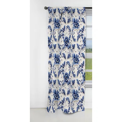 Cobalt Fretwork Ii Victorian Pattern - Damask Curtain - Blackout Damask Curtain - 1 Panels | Wayfair North America