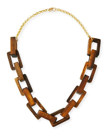 Kenneth Jay Lane Wooden Square-Link Necklace | Neiman Marcus