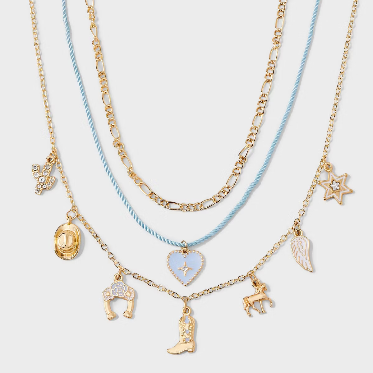 Girls' 3pk Western Heart Charms Necklace - art class™ | Target