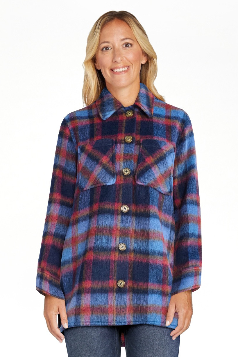Time and Tru Women's Brushed Plaid Shacket, Sizes XS-XXXL | Walmart (US)