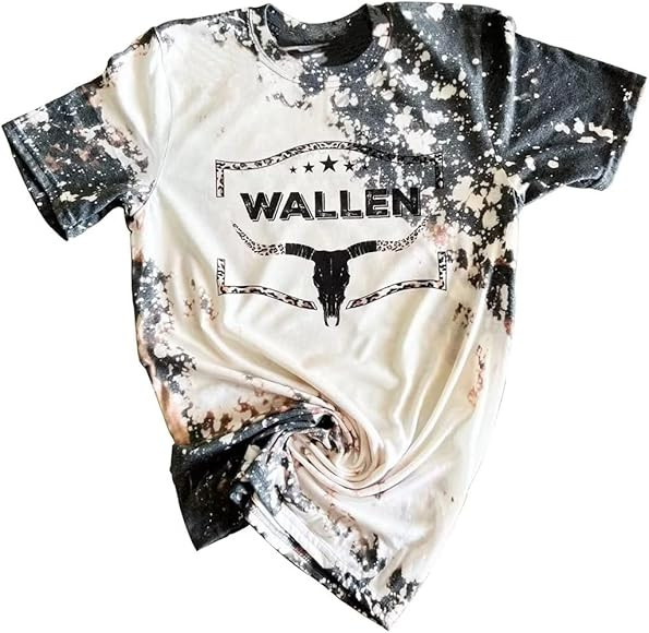 Wallen Shirt for Women Western Cattle Skull Leopard Graphic Tee Tops Vintage Rodeo Country Music ... | Amazon (US)