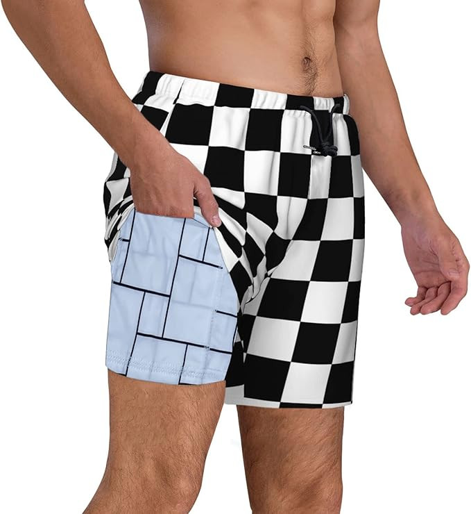 Mens Swim Trunks with Compression Liner Quick Dry 5.5 Inch Swimming Board Shorts Swimwear Bathing... | Amazon (US)