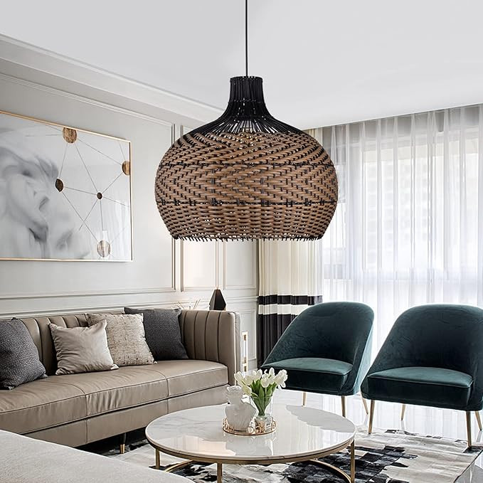 Arturesthome Rattan Pendant Light Fixtures for Kitchen Island, Wicker Chandelier, Handmade Woven ... | Amazon (US)