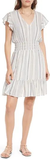 Tara Ruffle Sleeve Linen Blend Dress | Nordstrom