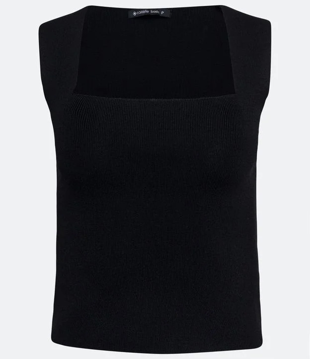 Blusa Cropped em Tricô com Decote Quadrado Preto - Lojas Renner | Renner (BR)