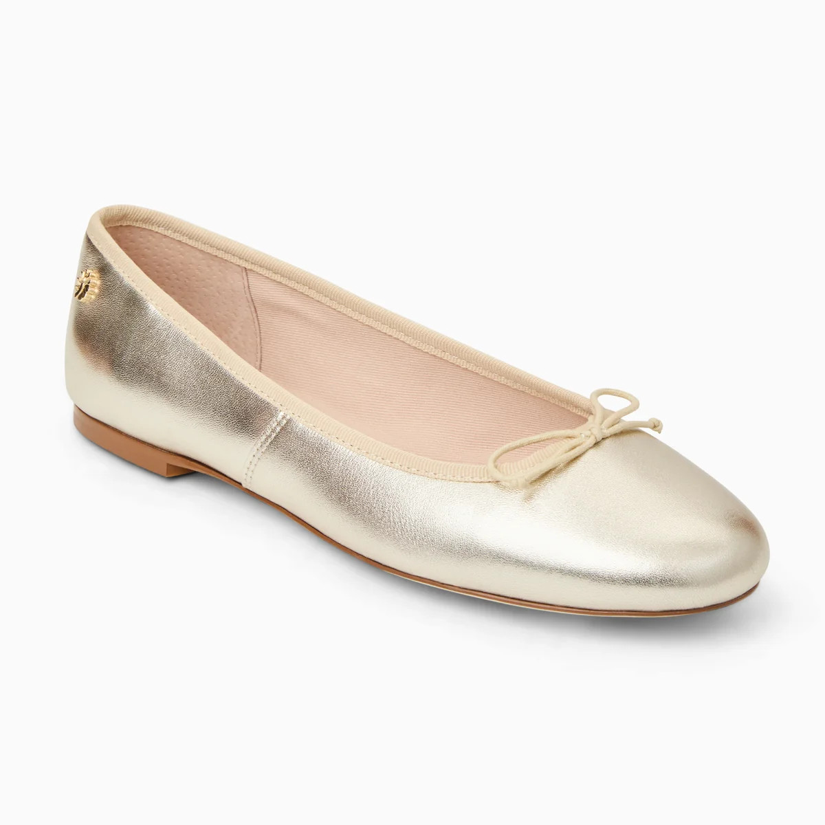 Jack Rogers Bettie Ballet Flat in Jacks Platinum \u2013 Metallic Leather Flats with Bow | Jack Rogers