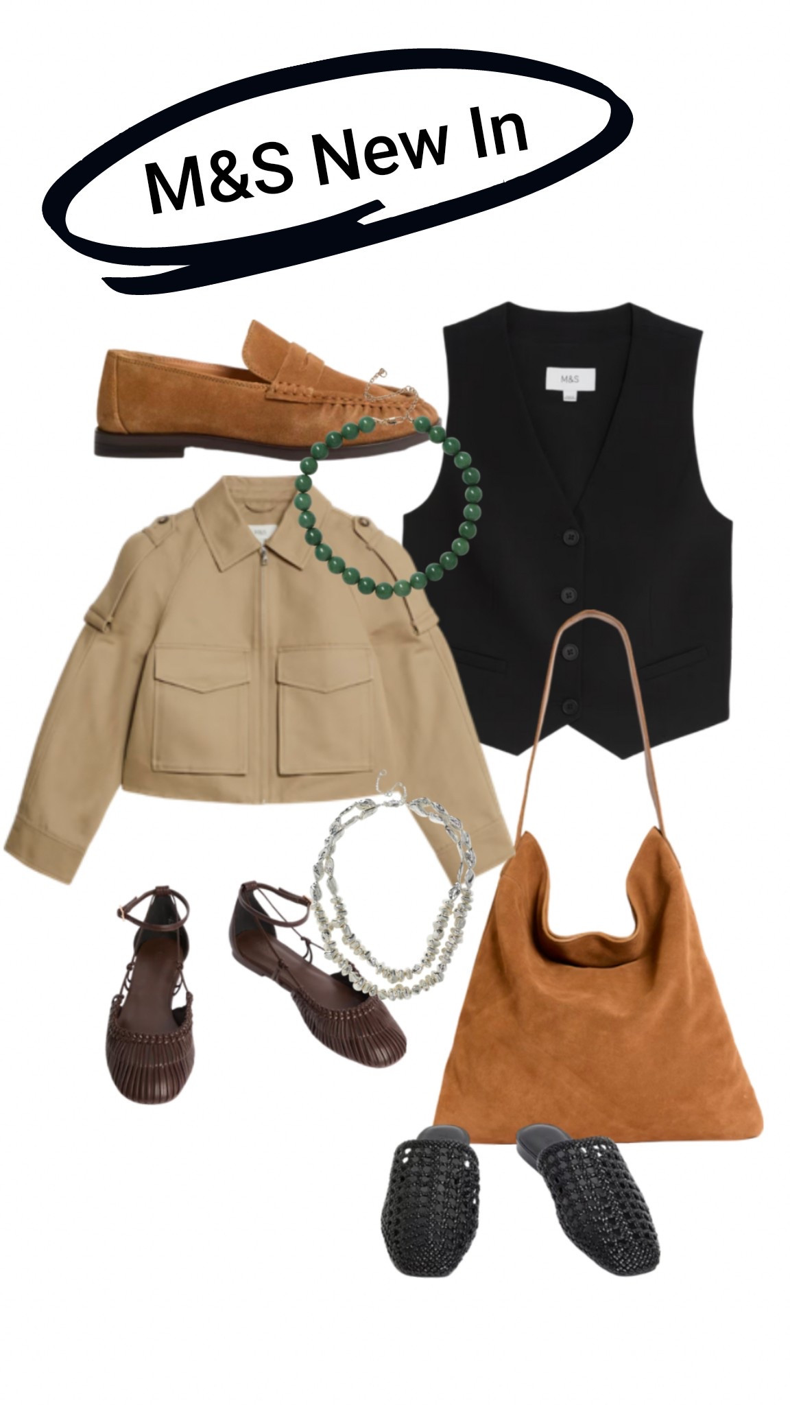 New in picks from M&S for spring outfit ideas. 

Suede loafer, suede boho bag, designer dupe, woven sandals, toteme inspired, trucker jacket, barn jacket, waistcoat, wooden necklace, beaded necklace, beaded jewellery, silver jewellery, silver necklace, high street finds, spring wardrobe update, beige jacket 

#LTKuk #LTKspring #LTKAprilSpotlight