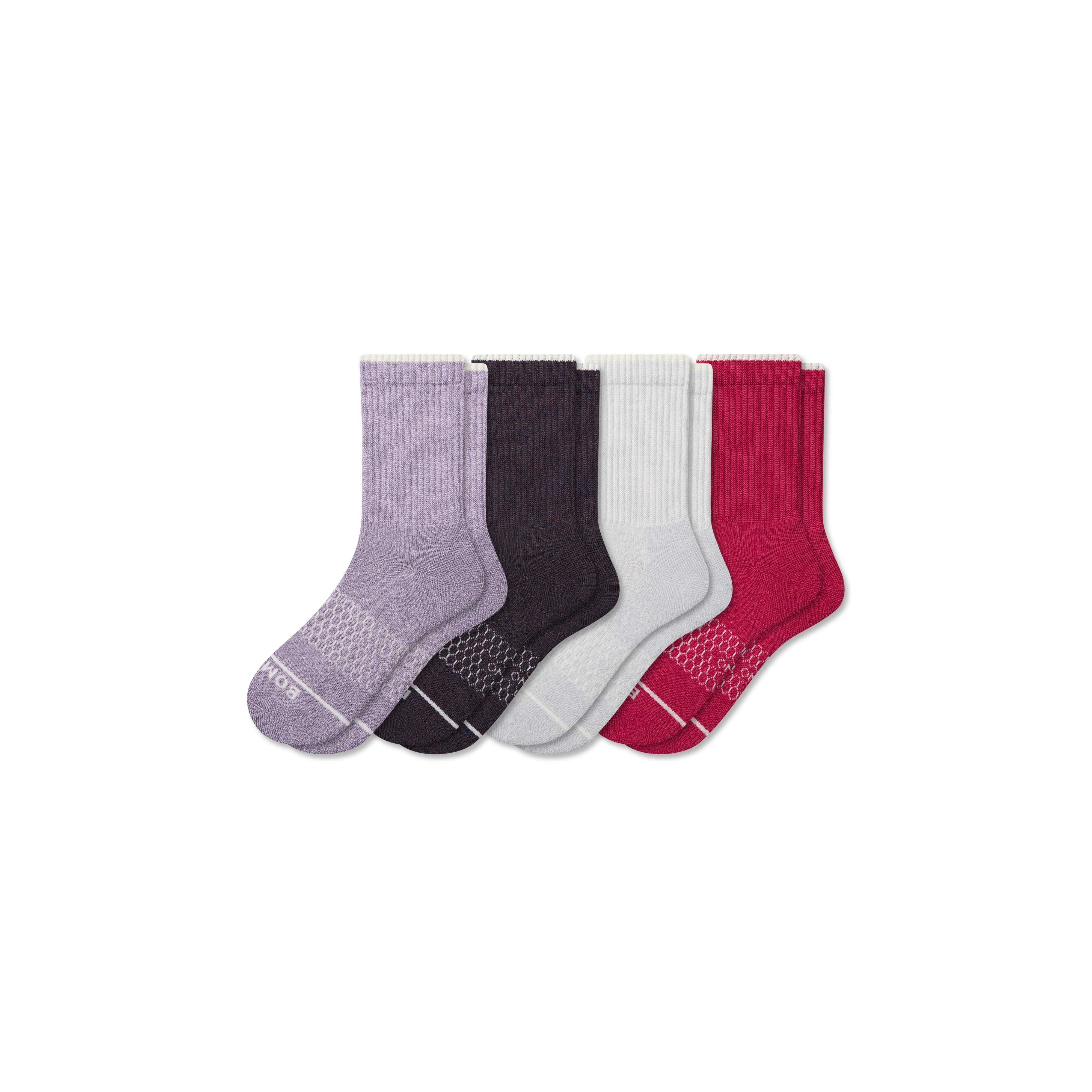 Women's Merino Wool Blend Half Calf Sock 4-Pack - Purple Pomegranate Mix - Small - Bombas | Bombas