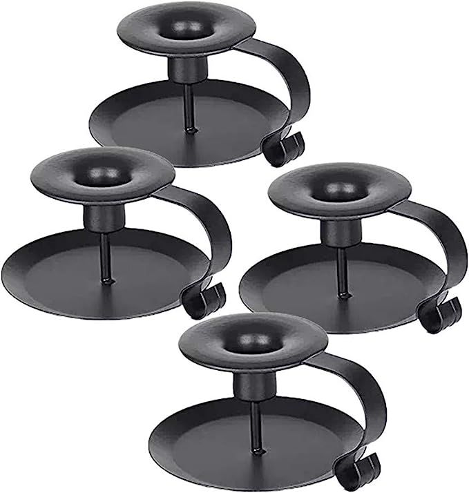 PRINTEMPS Wrought Iron Taper Candle Holder,Iron Candle Holders,Matte Black (Black-4P) | Amazon (US)