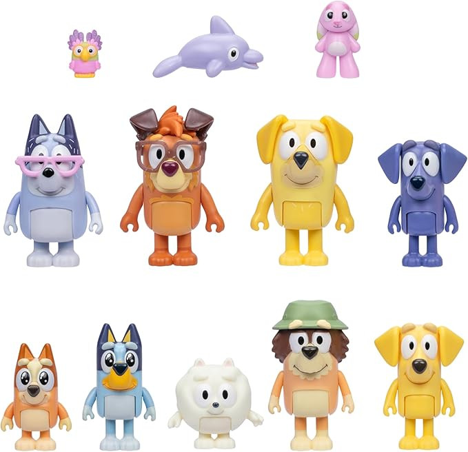 Bluey Super Fan Set, Includes Twelve 2-2.5" Figures, Bingo, Chattermax, Grey Dancer, Floppy Bunny... | Amazon (US)