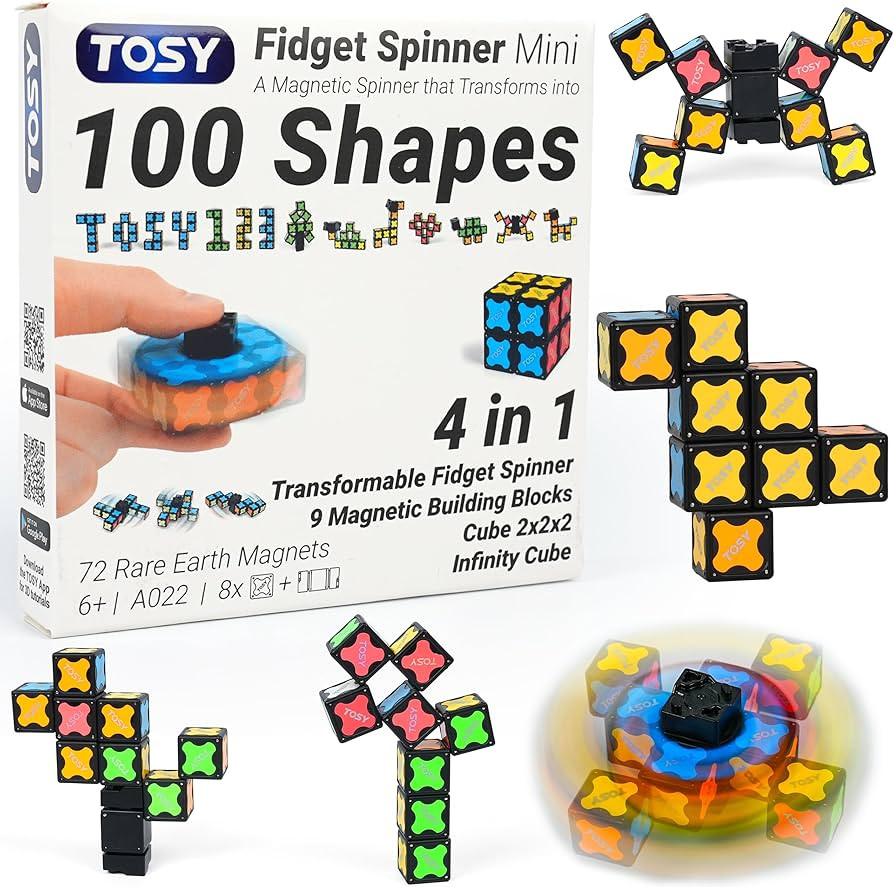 TOSY Magnet Fidget Spinner Mini - 8 Blocks, 3 in 1 Toy: Transformable Fidget Spinner, Infinity Cu... | Amazon (US)