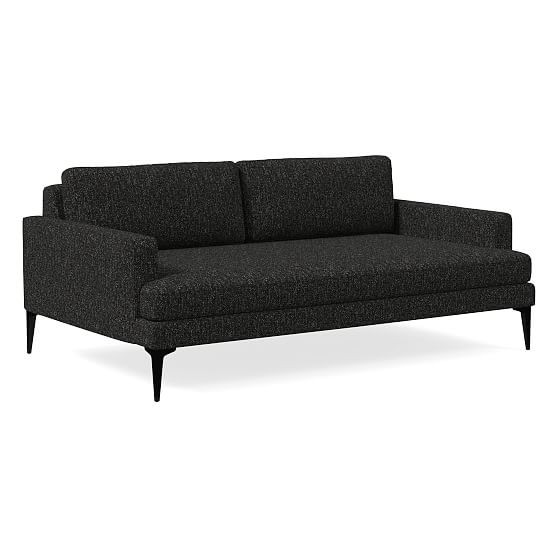 Andes XL 76.5"" Sofa Bench, Poly, Chunky Chenille, Black, Dark Pewter | West Elm (US)