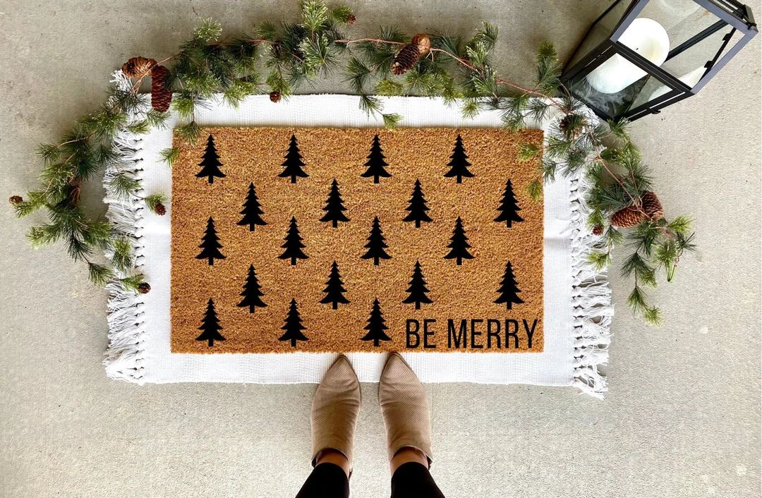 Modern Be Merry Christmas Tree doormat, Christmas decor, personalized doormat, holiday doormat, welc | Etsy (US)
