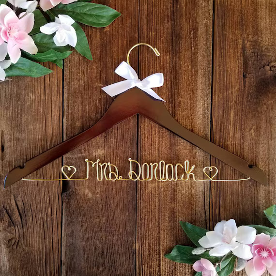 Personalized Wedding Hanger Bridal Hanger Bride Hanger with Custom Wire Name Hanger Wedding Dress... | Etsy (US)