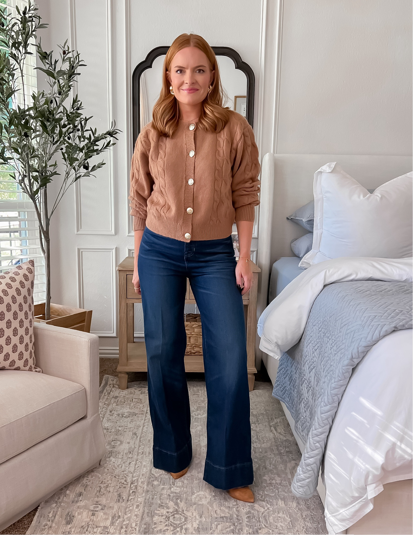 I LOVE the color and material of this cardigan — it’s perfect for fall. I also reach for these jeans constantly! They are the perfect dark wash and long but not too long flare cut. 👏🏼

#LTKWorkwear #LTKStyleTip #LTKSaleAlert