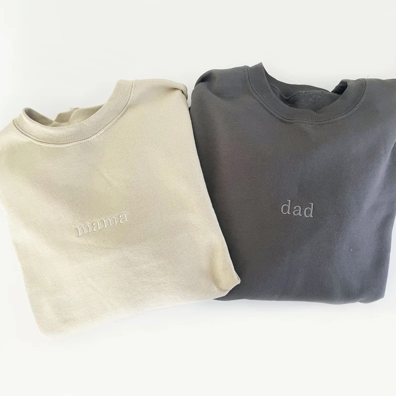 Minimal Embroidery Mama and Dad Custom Gemma Sweatshirt Set | Perfect Sweatshirts for New Parents | Etsy (US)