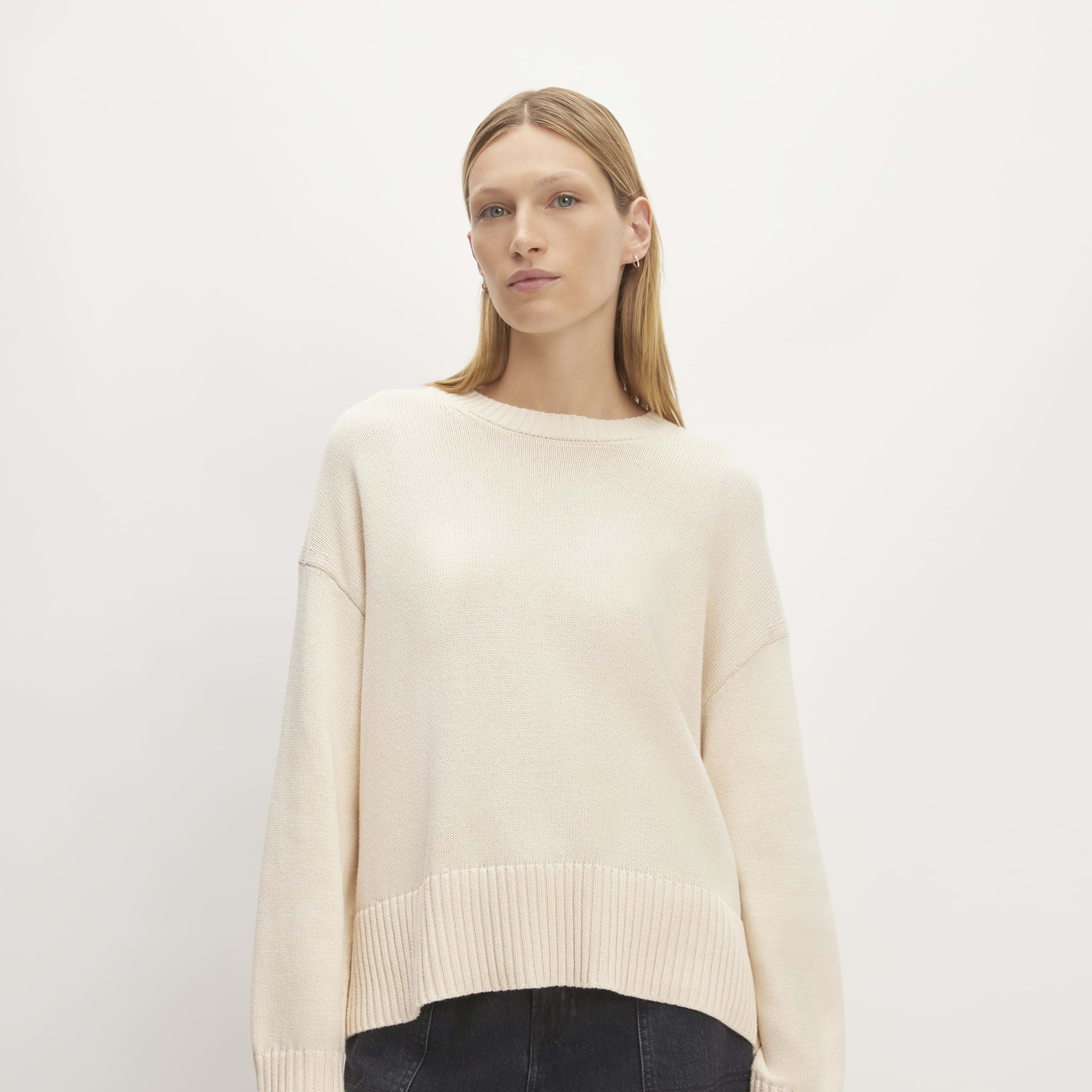 Women's Boxy Sweater in Everyday Cotton by Everlane in Canvas, Size XXL | Everlane