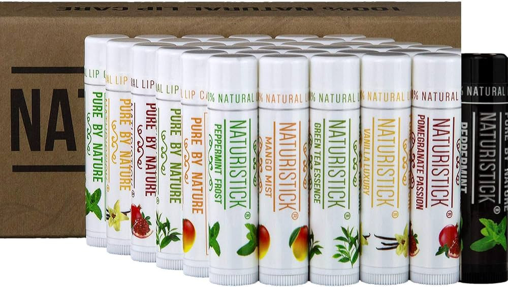 36-Pack Bulk Lip Balm Gift Set by Naturistick. Assorted Flavors. 100% Natural Ingredients. Includ... | Amazon (US)